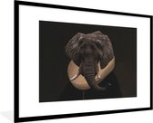 Fotolijst incl. Poster - Oude meesters - Olifant - Kunst - 120x80 cm - Posterlijst