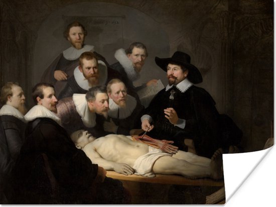 Poster De anatomische les van Dr. Nicolaes Tulp - Schilderij van Rembrandt van Rijn - 80x60 cm