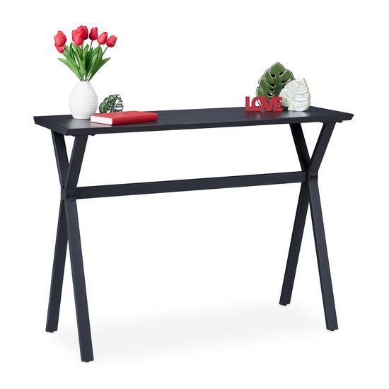 Relaxdays table murale noire - table d'appoint en métal - table d'entrée  étroite -... | bol.com
