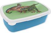 Broodtrommel Blauw - Lunchbox - Brooddoos - Dinosaurus speelgoed - Dino - Groen - 18x12x6 cm - Kinderen - Jongen