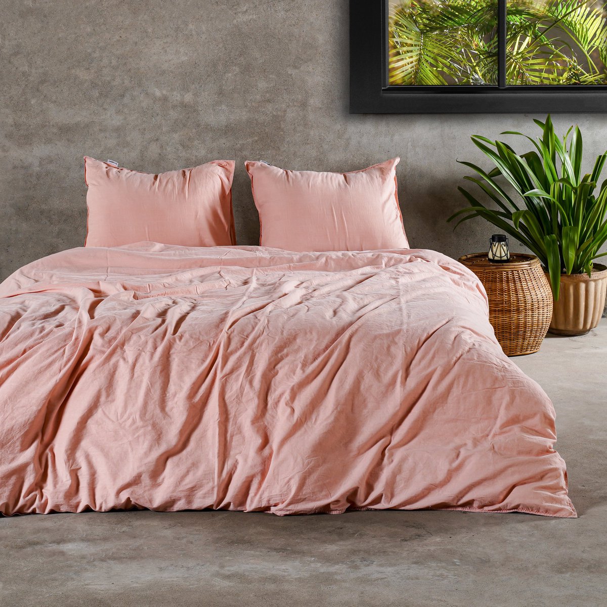 Charm & Co Stonewashed Roze - Dekbedovertrek - Tweepersoons - 200 x 200/220 - Roze