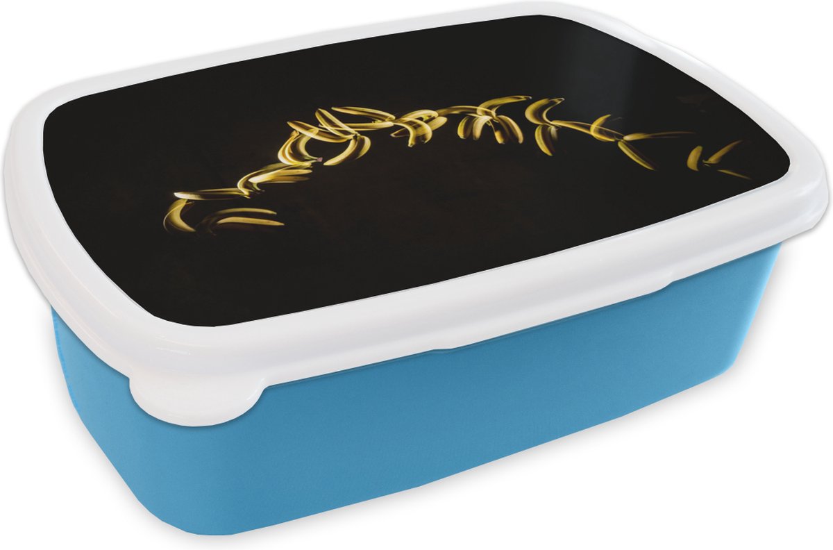 Broodtrommel Blauw - Lunchbox - Brooddoos - Banaan - Geel - Fruit - 18x12x6 cm - Kinderen - Jongen
