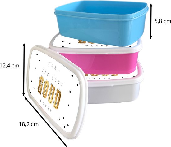 Lunch box Blauw - Lunch box - Boîte à pain - Cadeau pour femme - Grand-mère - Vous valez de l'or - Or Zwart - 18x12x6 cm - Enfants - Garçon