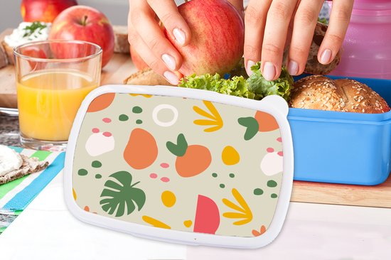 Boîte à pain Blauw - Boîte à lunch - Boîte à pain - Fruit - Trou plante - Motif - 18x12x6 cm - Enfants - Garçon - Cadeau Sinterklaas - Distribution cadeaux pour enfants - Chaussures cadeaux Sinterklaas