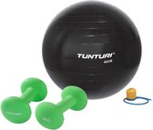 Tunturi - Fitness Set - Neopreen Dumbbellset 2 x 4 kg  - Gymball Zwart 65 cm