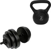 Tunturi - Fitness Set - Vinyl Halterset 15 kg - Kettlebell 2 kg