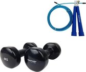 Tunturi - Fitness Set - Vinyl Dumbbell 2 x 5 kg - Springtouw Blauw