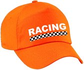 Racing / finish vlag verkleed pet oranje voor meisjes en jongens - Racing team baseball cap - carnaval / kostuum