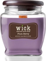Colonial Candle – Wick Plum Berry - 425 gram | geurkaars sojablend | 60 tot 90 branduren | houten knisperlont | zoet en warm | sinaasappel en grapefruit , jasmijn en vanille, pruim