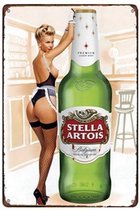 Retro Muur Decoratie uit Metaal Pinup Bier 20x30cm 3469