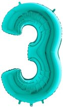 Cijfer 3 Turquoise - 100 Centimeter