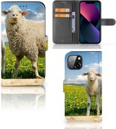 Telefoon Hoesje Geschikt voor iPhone 13 Wallet Book Case met foto Schaap en Lammetje