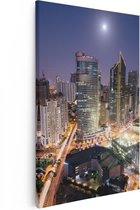 Artaza Canvas Schilderij Makati Stad Skyline in de Nacht in Thailand - 40x60 - Poster Foto op Canvas - Canvas Print