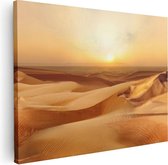 Artaza Canvas Schilderij Woestijn bij Zonsondergang in de Sahara - 40x30 - Klein - Foto Op Canvas - Canvas Print
