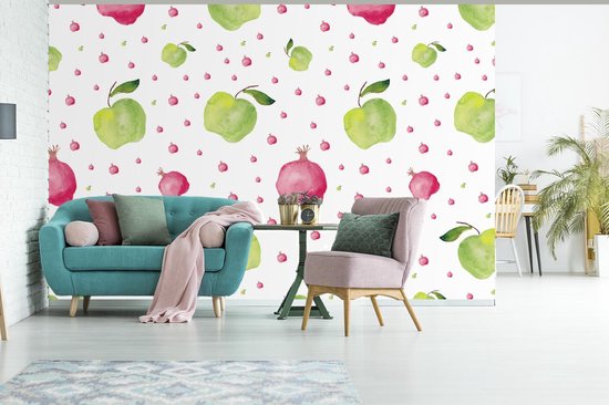 Behang - Fotobehang Appel - Granaatappel - Sjablonen - Breedte 390 cm x hoogte 260 cm