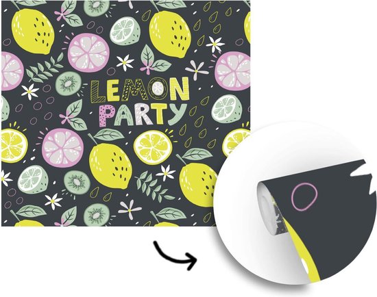 Behang - Fotobehang Zomer - Quotes - Citroenen - Breedte 300 cm x hoogte 300 cm