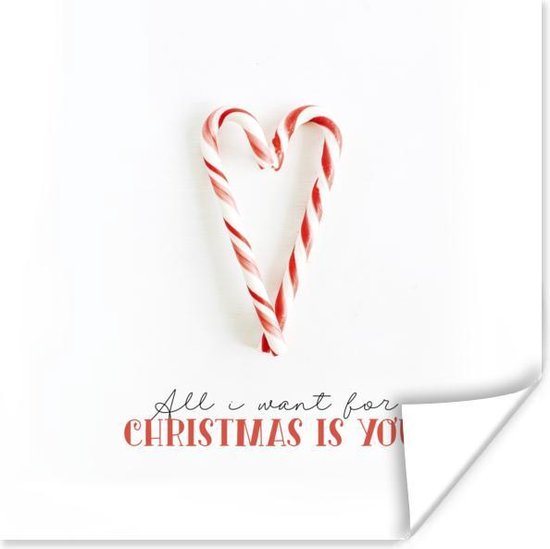Poster Kerst - Snoep - Quote - 50x50 cm - Kerstmis Decoratie - Kerstversiering - Kerstdecoratie Woonkamer - Kerstversiering - Kerstdecoratie voor binnen - Kerstmis