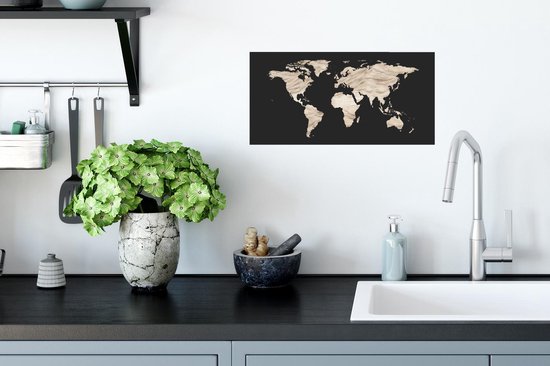 Carte du Wereldkaart murale - Carte du Wereldkaart - Peinture - Wit - 40x20 cm - Affiche