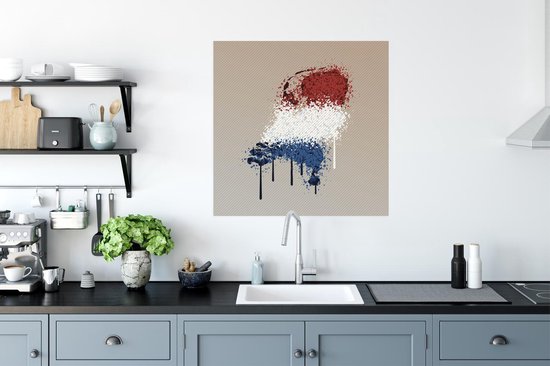 Affiche Carte du pays - Pays- Nederland - Drapeau - 75x75 cm