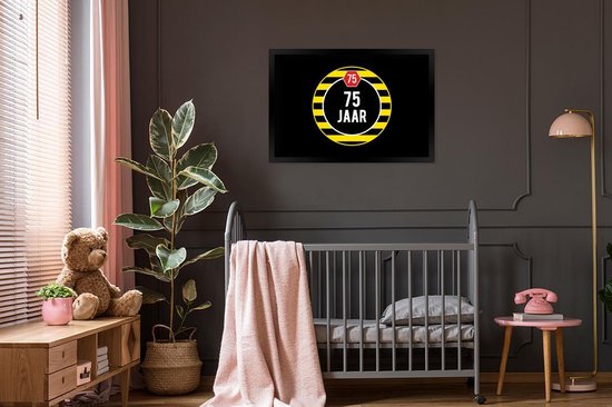 Cadre photo avec affiche - Anniversaire - 75 ans - Citation - 90x60 cm - Cadre pour affiche