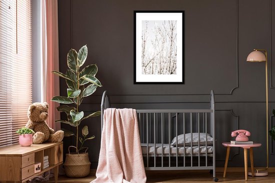 Affiche avec cadre Neige - Hiver - Nature - 60x90 cm