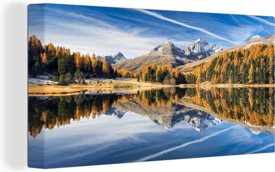 Reflet dans l'eau aux Alpes Toile 120x80 cm - Tirage photo sur Toile (Décoration murale salon / chambre) / Peintures Nature sur Toile