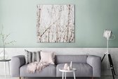 Toile Peinture Hiver - Branches - Glace - 90x90 cm - Décoration murale