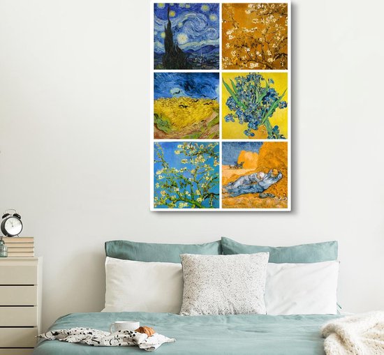 Oude Meesters Canvas - 120x180 - Canvas Schilderij - Van Gogh - Collage - Sterrennacht