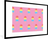 Cadre photo avec poster - Ice Cream - Motifs - Rose - 120x80 cm - Cadre pour poster