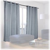 Relaxdays 2 x verduisterende gordijnen - grijs - kant en klaar - gordijn set - 245x135 cm