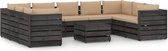 Decoways - 10-delige Loungeset met kussens grijs geïmpregneerd hout