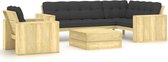 Decoways - 3-delige Loungeset met kussens geïmpregneerd grenenhout