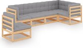 Decoways - 6-delige Loungeset met kussens massief grenenhout