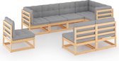 Decoways - 8-delige Loungeset met kussens massief grenenhout