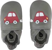 Bobux Soft Soles Chausson Cuir Souple Bébé, Chaussures Premiers Pas, Pantoufle Bébé, Grey Orange Racing Car, 18 EU