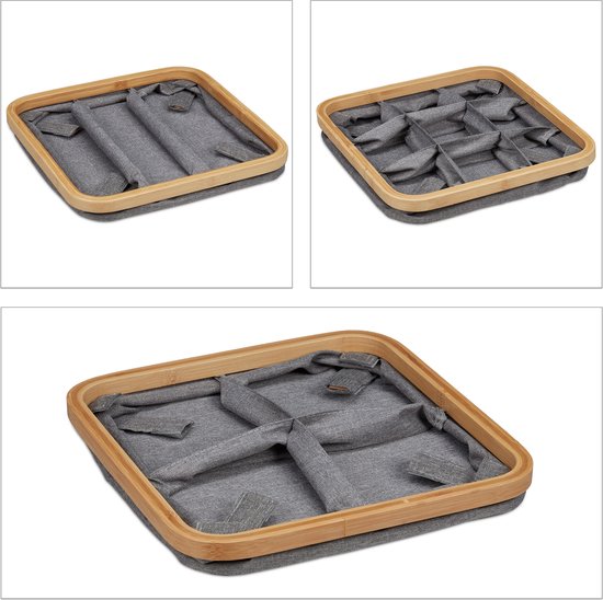 relaxdays Ensemble de 3 paniers de rangement en tissu - paniers d'armoire - boîtes pliantes - organisateurs gris