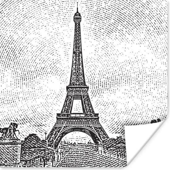 Affiche Un dessin noir et blanc de la Tour Eiffel 30x30 cm bol