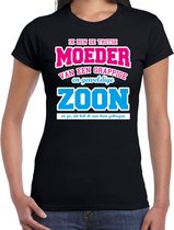 Ik ben de trotse moeder van zoon cadeau t-shirt - zwart voor dames - verjaardag / bedankt shirt / moederdag XS