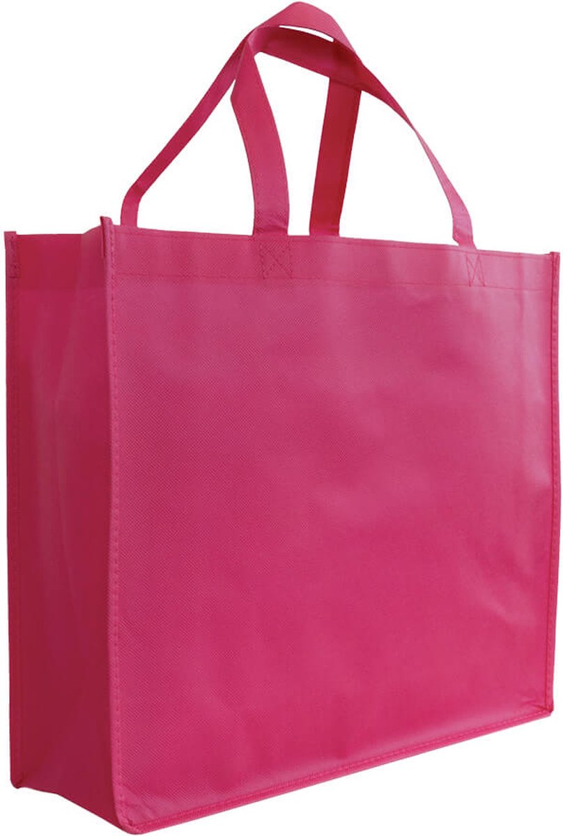 Shopper Bag - 10 stuks - Roze - 42x35x12cm - Non Woven - Shopper tas