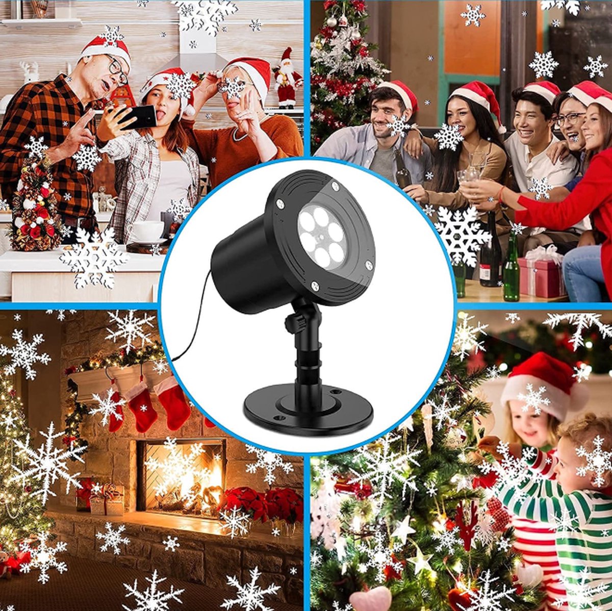 Aqash Kerstprojector, kerstdecoratie, outdoor, dynamische led-sneeuwvlokken, projector, lamp, IP65, kerstprojector voor Kerstmis, decoratie, buiten, binnen, tuin