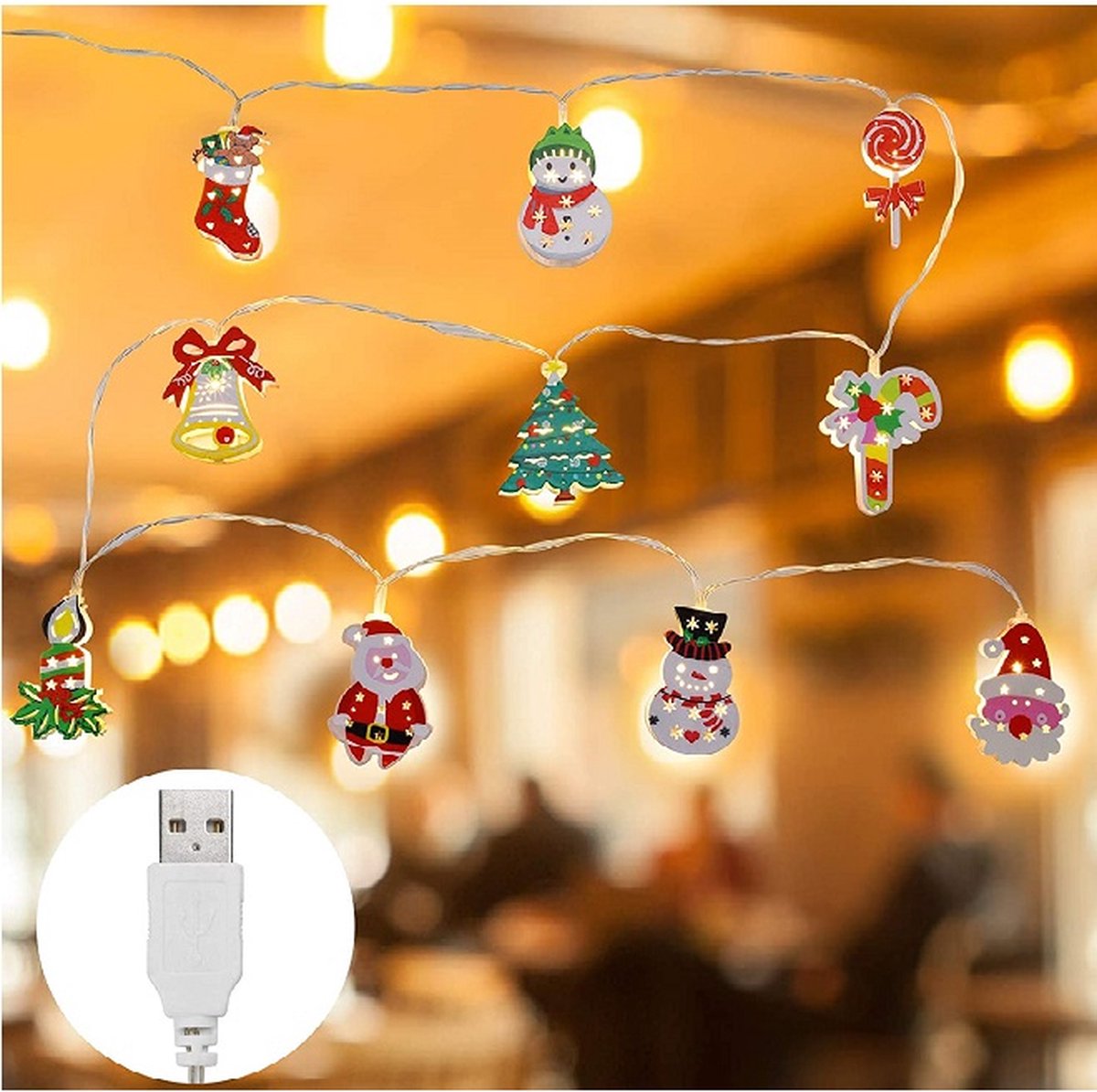 Kerst Lichtsnoer 1.6M Lichtslinger 10 figuurtjes bol