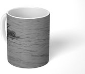 Mok - Aalscholver op rivier - zwart wit - 350 ML - Beker