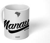 Mok - Manaus als tekening in vetgedrukte letters - zwart wit - 350 ML - Beker