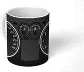 Mok - tekening van het dashboard in een auto - zwart wit - 350 ML - Beker