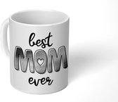 Mok - Koffiemok - Spreuken - Quotes Best Mom Ever - Moederdag cadeautje - Mama - zwart wit - Mokken - 350 ML - Beker - Koffiemokken - Theemok - Mok met tekst