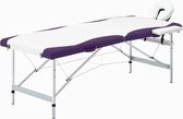 Everest Massagetafel inklapbaar 2 zones aluminium wit en paars