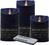 Magic Flame Led-kaarsen Remote 15 Cm Wax Donkerblauw 4-delig