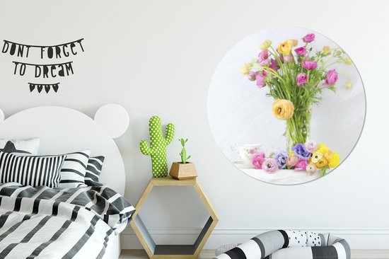 WallCircle - Wall Circle - Wall Circle Indoor - Nature Morte - Couleurs - Fleurs - 140x140 cm - Décoration murale - Peintures Ronds