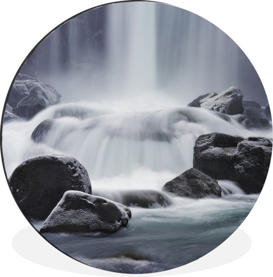 Cercle mural - Cercle mural - Cascade - Pierres - Nature - Aluminium - ⌀ 140 cm - Intérieur et extérieur