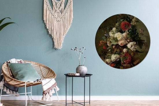 Cercle mural - Cercle mural - Nature morte aux fleurs - Peinture de Harmanus Uppink - Aluminium - ⌀ 90 cm - Intérieur et extérieur